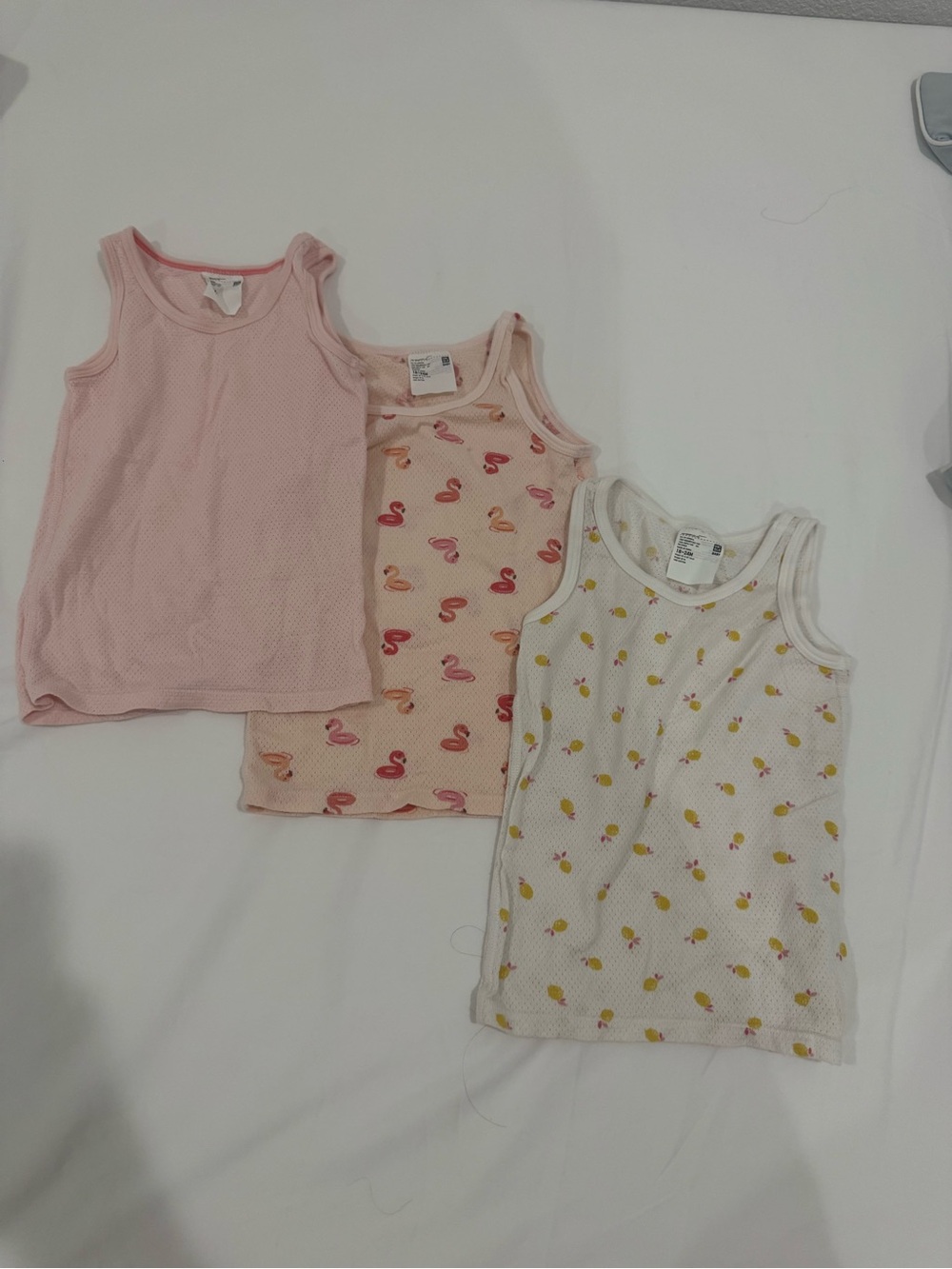 Uniqlo Girls' Pink, White & Yellow Tank Top Set
